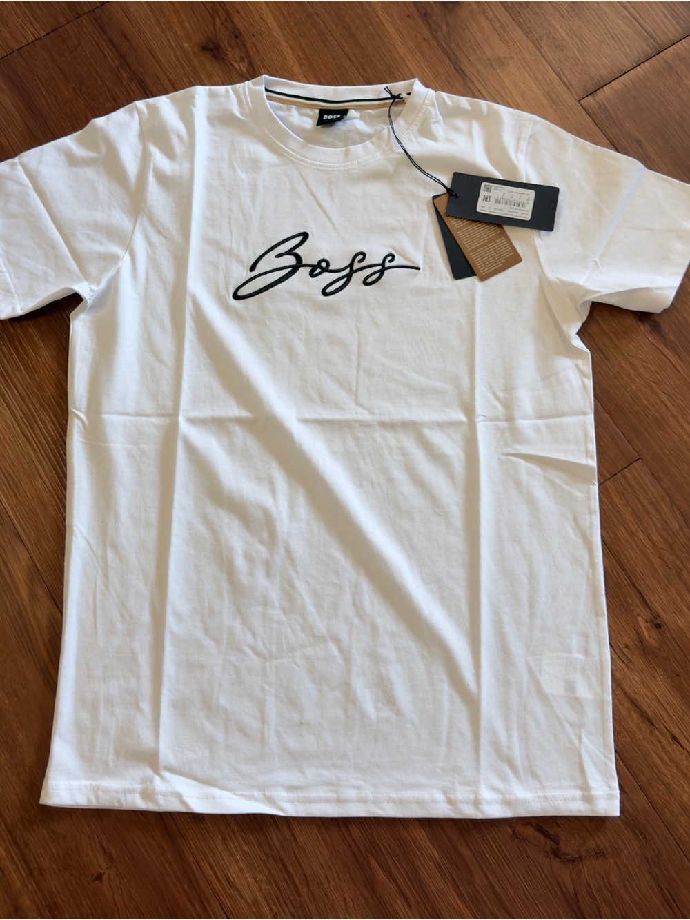 BOSS Men's White Script Logo T-Shirt